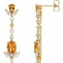 Load image into Gallery viewer, Ruby & 3/4 CTW Diamond Dangle Earrings