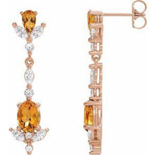 Load image into Gallery viewer, Ruby & 3/4 CTW Diamond Dangle Earrings