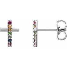 Load image into Gallery viewer, Multi-Gemstone Cross Earrings