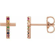Load image into Gallery viewer, Multi-Gemstone Cross Earrings