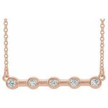 Load image into Gallery viewer, 1/6 CTW Diamond Bezel-Set Bar 18" Necklace