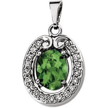 Load image into Gallery viewer, Genuine Green Tourmaline & Diamond Pendant