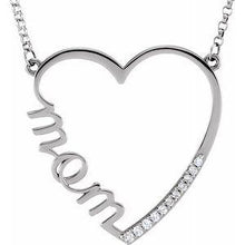 Load image into Gallery viewer, 1/10 CTW Diamond Mom Heart 17" Necklace