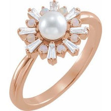 Load image into Gallery viewer, Cultured White Akoya Pearl, White Opal & 1/4 CTW Diamond