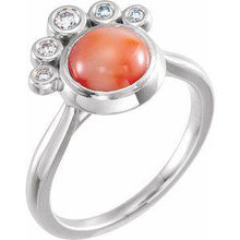Load image into Gallery viewer, Cabochon Pink Coral & 1/8 CTW Diamond