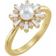 Load image into Gallery viewer, Cultured White Akoya Pearl, White Opal & 1/4 CTW Diamond