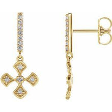 Load image into Gallery viewer, 1/5 CTW Diamond Cross Dangle Earrings