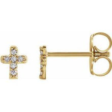 Load image into Gallery viewer, .06 CTW Diamond Youth Cross Earrings