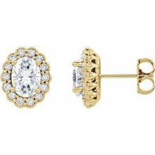Load image into Gallery viewer, 7x5 Oval Forever One™ Moissanite & 3/8 CTW Diamond Earrings