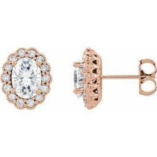 Load image into Gallery viewer, 7x5 Oval Forever One™ Moissanite & 3/8 CTW Diamond Earrings