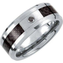 Load image into Gallery viewer, Carbon Fiber .05 CT Black Diamond 8 mm Band