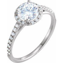 Load image into Gallery viewer, 6.5 mm Round Forever One™ Moissanite & 1/5 CTW Diamond Engagement Ring