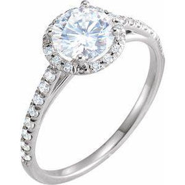 6.5 mm Round Forever One™ Moissanite & 1/5 CTW Diamond Engagement Ring
