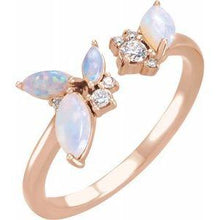 Load image into Gallery viewer, Australian Opal & 1/10 CTW Diamond Negative Space Ring