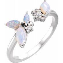 Load image into Gallery viewer, Australian Opal & 1/10 CTW Diamond Negative Space Ring