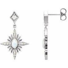 Load image into Gallery viewer, Australian Opal & 1/6 CTW Diamond Celestial Earrings