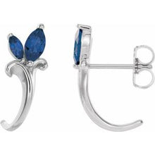 Load image into Gallery viewer, Blue Zircon Floral-Inspired J-Hoop Earrings