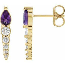 Load image into Gallery viewer, Chatham® Created Alexandrite & 1/4 CTW Diamond Earrings