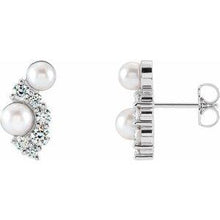 Load image into Gallery viewer, Akoya Cultured Pearls & 1/2 CTW Diamond Earrings