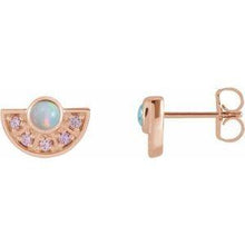 Load image into Gallery viewer, Ethiopian Opal & Pink Sapphire Fan Earrings