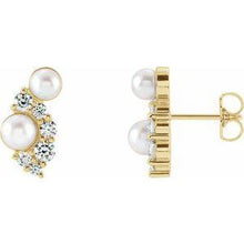 Load image into Gallery viewer, Akoya Cultured Pearls & 1/2 CTW Diamond Earrings