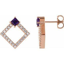 Load image into Gallery viewer, Chatham® Lab-Created Alexandrite & 1/3 CTW Diamond Earrings