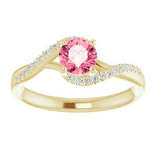 Load image into Gallery viewer, Passion Pink Topaz & 1/10 CTW Diamond Ring
