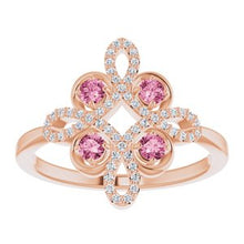 Load image into Gallery viewer, Ruby & 1/6 CTW Diamond Clover Ring