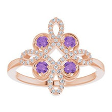 Load image into Gallery viewer, Ruby & 1/6 CTW Diamond Clover Ring