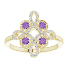 Load image into Gallery viewer, Ruby & 1/6 CTW Diamond Clover Ring