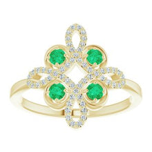 Load image into Gallery viewer, Ruby & 1/6 CTW Diamond Clover Ring