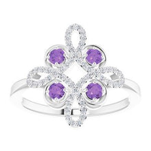 Load image into Gallery viewer, Ruby & 1/6 CTW Diamond Clover Ring