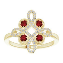 Load image into Gallery viewer, Ruby & 1/6 CTW Diamond Clover Ring