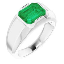 Load image into Gallery viewer, Chatham® Created Emerald Men's Solitaire Ring