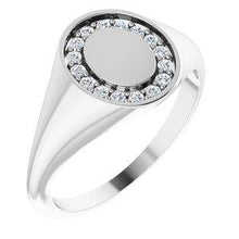 Load image into Gallery viewer, 1/6 CTW Diamond 18x10 mm Oval Signet Ring