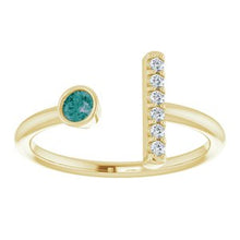 Load image into Gallery viewer, Aquamarine & .06 CTW Diamond Bar Ring