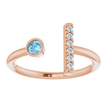 Load image into Gallery viewer, Aquamarine & .06 CTW Diamond Bar Ring