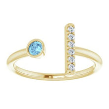 Load image into Gallery viewer, Aquamarine & .06 CTW Diamond Bar Ring