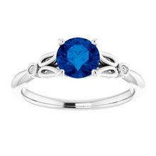 Load image into Gallery viewer, Chatham® Created Blue Sapphire & .02 CTW Diamond Ring
