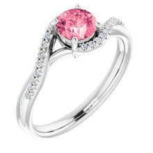Load image into Gallery viewer, Passion Pink Topaz & 1/10 CTW Diamond Ring