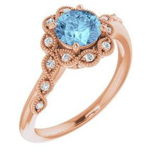 Load image into Gallery viewer, Aquamarine & .07 CTW Diamond Ring