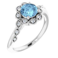 Load image into Gallery viewer, Aquamarine & .07 CTW Diamond Ring