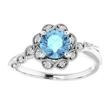 Load image into Gallery viewer, Aquamarine & .07 CTW Diamond Ring