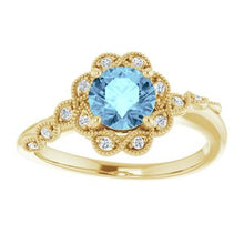 Load image into Gallery viewer, Aquamarine & .07 CTW Diamond Ring