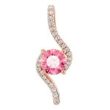 Load image into Gallery viewer, 5.5 mm Round Passion Pink Topaz & .08 CTW Diamond Pendant