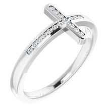Load image into Gallery viewer, 1/10 CTW Diamond Sideways Cross Ring
