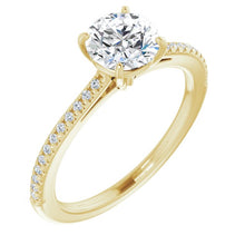 Load image into Gallery viewer, 6.5 mm Round Forever One™ Moissanite & 1/10 CTW Diamond Engagement Ring