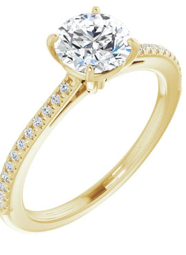 6.5 mm Round Forever One™ Moissanite & 1/10 CTW Diamond Engagement Ring