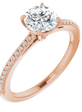 6.5 mm Round Forever One™ Moissanite & 1/10 CTW Diamond Engagement Ring