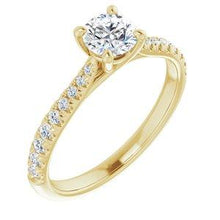 Load image into Gallery viewer, 6.5 mm Round Forever One™ Moissanite & 1/5 CTW Diamond Engagement Ring